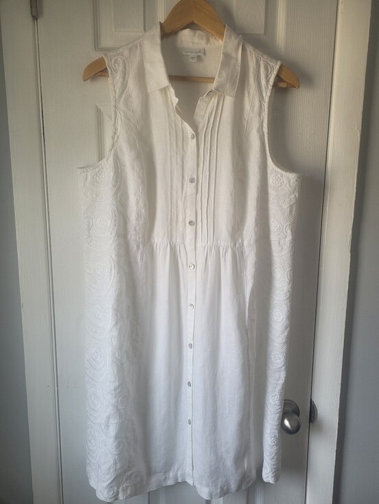 J. Jill Dresses & Skirts - J. Jill White Sleeveless Button-Front Linen Dress